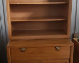 MCM Mid Century 2 pc Cabinet with Original Hardware (Missing 1 glass from top) Bottom 33"W x 20"D x 32"H Top 31"W x 33"H x 13"D $495