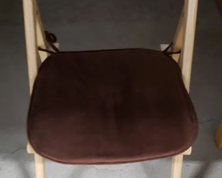 (4) Blonde Wood Folding Chairs with Brown Padded Cushions  Like New Condition  $175 for all 
