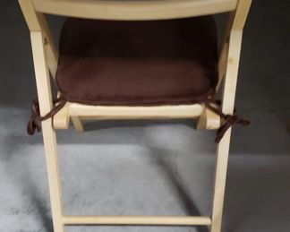 (4) Blonde Wood Folding Chairs with Brown Padded Cushions  Like New Condition  $175 for all 