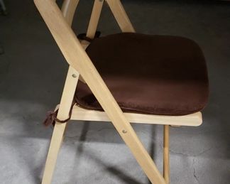 (4) Blonde Wood Folding Chairs with Brown Padded Cushions  Like New Condition  $175 for all 