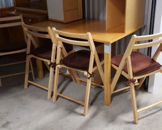 (4) Blonde Wood Folding Chairs with Brown Padded Cushions  Like New Condition  $175 for all 