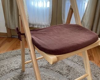 (4) Blonde Wood Folding Chairs with Brown Padded Cushions  Like New Condition  $175 for all 