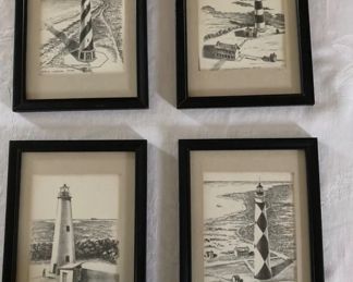 4 Assorted Framed Lighthouse Prints Call