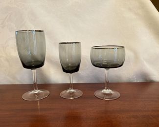 Gorham Assorted Smoke Colored Stemmed Glassware