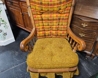 Vintage Solid Wood Rocking chair with cushions $125 