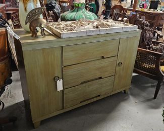 MCM Avocado Faux Finish Dresser Buffet/Credenza 50"W x 19.75"D x 33.5"H    $495