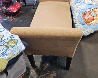 Tan Padded Fabric Bench with Wooden Legs 42"W x 18" x 26"H  $85