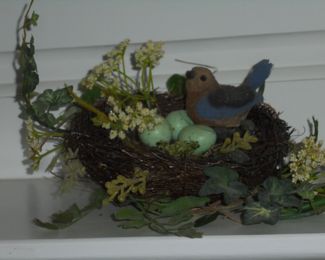 Bird nest w/bird & eggs