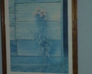 Matted/framed picture by Bruce Mitchell Village gallery LTD Flowers by barn