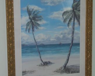 Matted/framed beach picture
