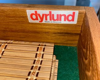 DYRLUND Danish modern teak "tambour Door Credenza  2 piece cabinet / sideboard