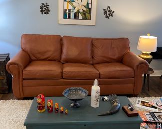 ETHAN ALLEN 90" leather couch