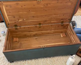 French country blue LANE cedar line blanket chest