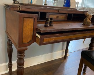 1920 Antique folding console desk / spinet writing desk