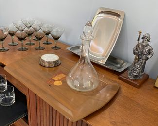 set of 10 MCM smokey glass martini glasses