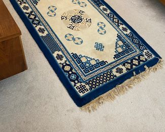 wool rug blue & cream
