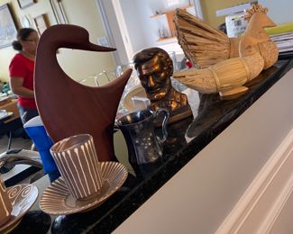 MCM swan, cork and wood chicken/ duck