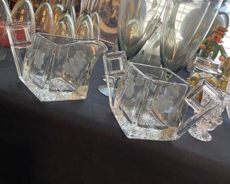 1930s HEISEY Crystal Quarter pattern sugar creamer