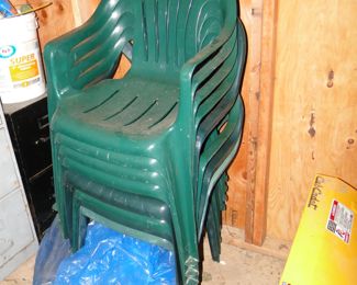 13 Green plastic chairs $60 all