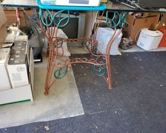 Beautiful Painted Iron Patio Table with glass top!