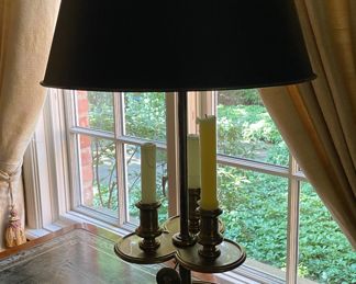 Brass Three Stem Candle Table Lamp.