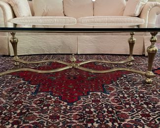 Vintage Smith & Watson Furniture Brass & Glass Cocktail Table. Photo 1 of 2.