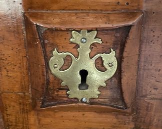 Antique French Provincial Regency-Style Fruitwood Commode with Brass Hardware. Photo 3 of 6.