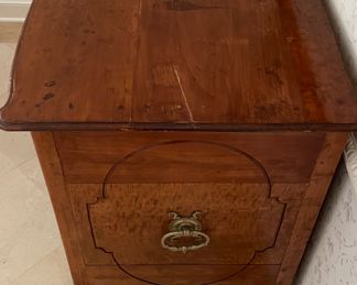 Antique French Provincial Regency-Style Fruitwood Commode with Brass Hardware. Photo 4 of 6.