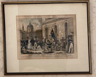 Antique Hand-Painted Etching, "Prise De L'Hotel De Ville" - 4 Available. Each Measures 12" x 9" without Frame; 18.25" x 15.5" with Frame. Photo 1 of 4.