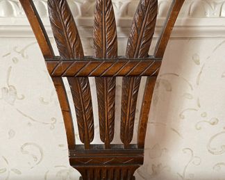 Upholstered Bench with Sheaf of Wheat Splats. Measures 39" W x 19" D with 20" Seat Height. Photo 3 of 3.