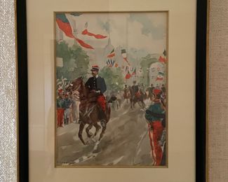 Antique French Watercolors - 4 Available (2 Shown). Each Measures 10.25" x 13.75" without Frame. Signed Domani. Photo 1 of 4.