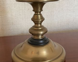 Pair of Chapman Brass Candlesticks Table Lamps. Each Measures 25" H. Photo 2 of 2.