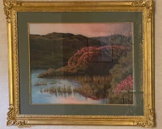 Ruth Frederick, "Scottish Marshes." Pastel on Paper. Measures 29" x 20" W without Frame; 41" x 33" with Frame. Signed. Photo 1 of 3.
