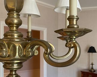 Vintage Chapman Brass 6-Arm Chandelier. Photo 2 of 2.