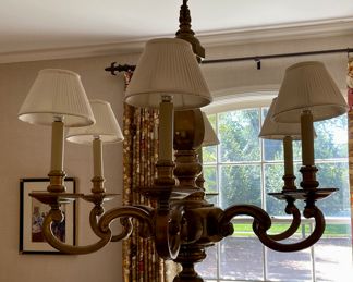 Vintage Chapman Brass 6-Arm Chandelier. Photo 1 of 2.