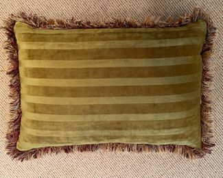 Down-Filled Elephant Print Lumbar Pillow with Fringe and Contrasting Flip Side Fabric. Photo 2 of 2.