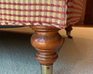 Edward Ferrel Club Chair Upholster in A Maize & Red Check Fabric - 2 Available. Each Measures 36" W x 42" D. Photo 4 of 4.