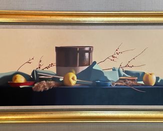 Gene S. Riley, "Clay Pipe." Oil on Canvas. Measures 17.5" H x 41" W without Frame; 48" x 25" with Frame. Photo 1 of 3.