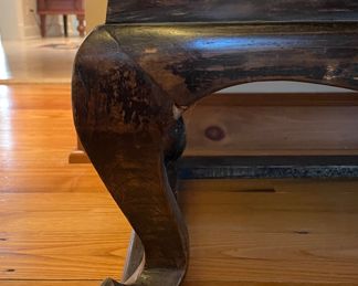 Golden Triangle Antique Chinese Elmwood Kang / Low Table with Decorative Key. Measures 32" W x 19" D x 13" H. Photo 6 of 6.