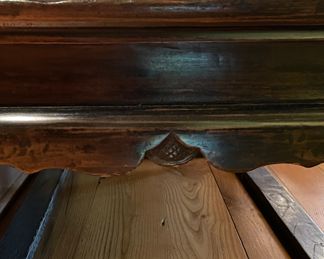 Golden Triangle Antique Chinese Elmwood Kang / Low Table with Decorative Key. Measures 32" W x 19" D x 13" H. Photo 5 of 6.