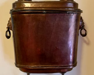 Antique French Copper Wall-Mounted Lavabo and Hand-Washing Basin. Cistern Measures 18" x 22" H. Basin Measures 26" x 16" x 14" H. Photo 1 of 7.
