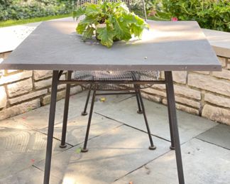 Vintage Woodard Faux Concrete Dining Table. Measures 36" x 36."