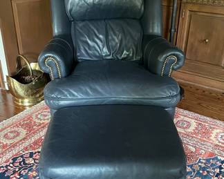 Scully & Scully / Hancock & Moore Leather Upholstered Club Chair with Nailhead Trim & Ottoman. Photo 1 of 4.