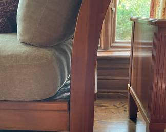 Vintage 1970s Hickory Chair Cherry Wood Sofa. Measures 88" W x 38" D. Photo 3 of 4.