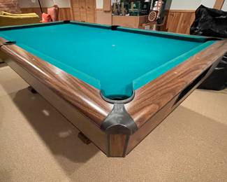 Vintage Pool Table. Measures 56" W x 8' 4" ; Felt Surface Is 7' 5" L x 45" W. Photo 1 of 4.