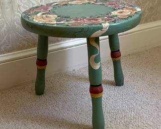 Vintage Hand-Stenciled Stool. Photo 1 of 2.