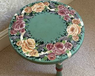 Vintage Hand-Stenciled Stool. Photo 2 of 2.
