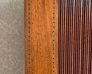 Antique Mahogany Lady's Desk With Banded Tambour Sliding Doors & Satinwood Inlay. Photo 5 of 6.