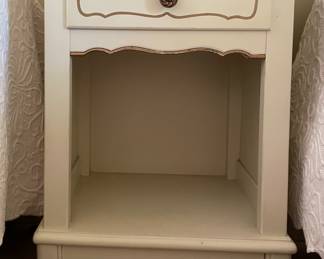 Vintage Hand-Painted Bedside Table. Measures 12" W x 18" D x 25" H.