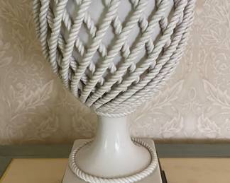Vintage Porcelain Lattice Urn Table Lamp. Photo 2 of 2.